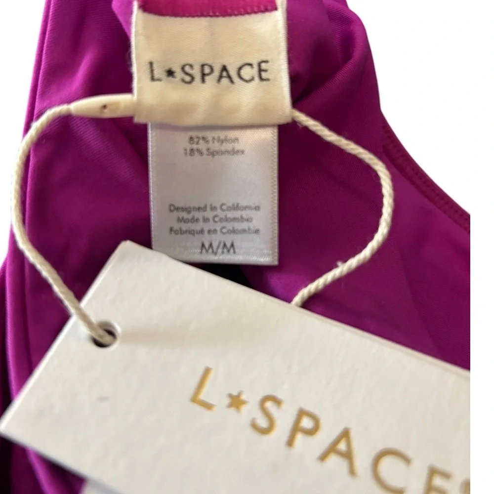 L*Space Rocky Bikini Bottom Wild Aster‎ Magenta Purple High Cut V-Front NWT M